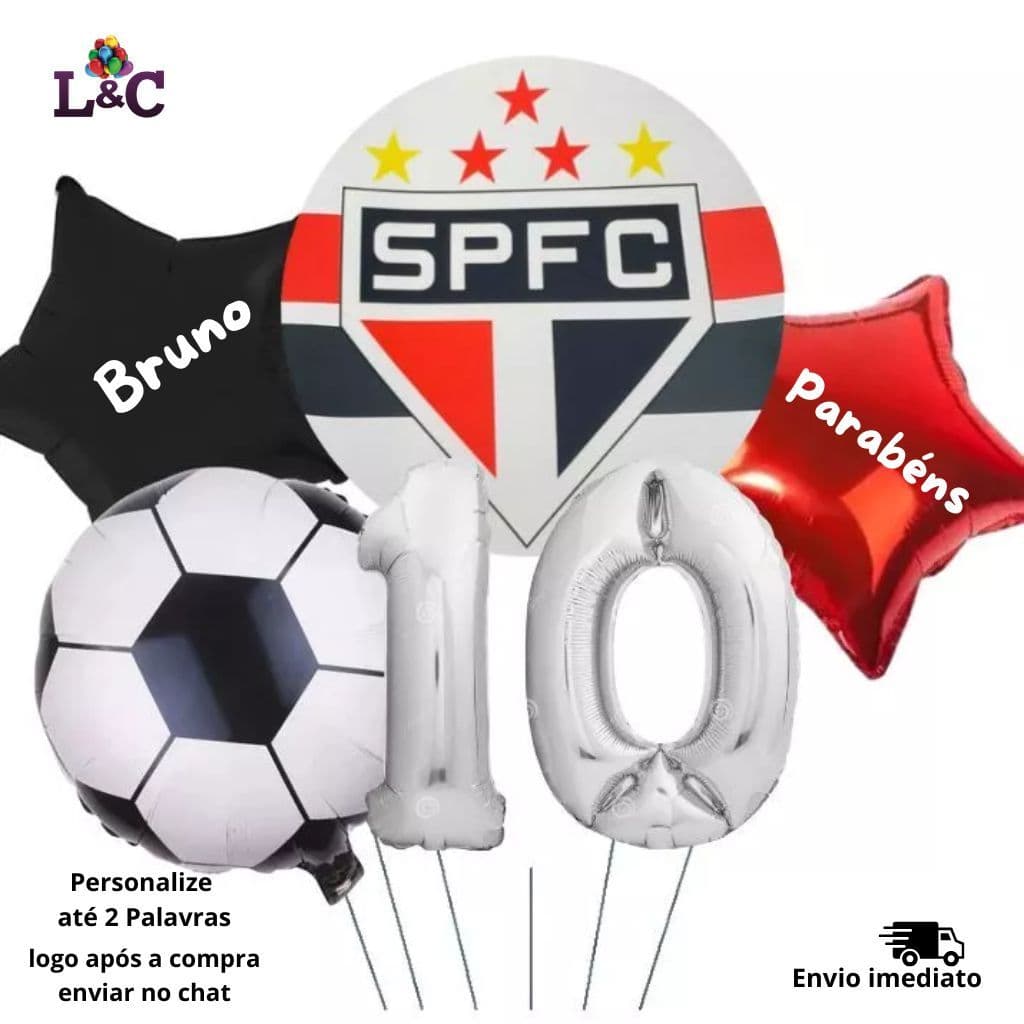 Kit Balões do São Paulo Personalizado com balão de numero de idade