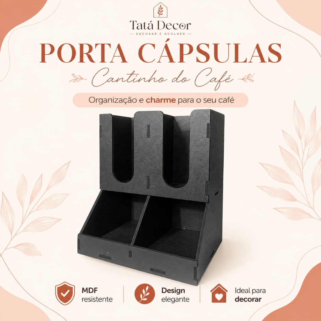 Organizador Porta Cápsulas E Copos MDF Cantinho Do Café Cozinha Café Bar Decorativo