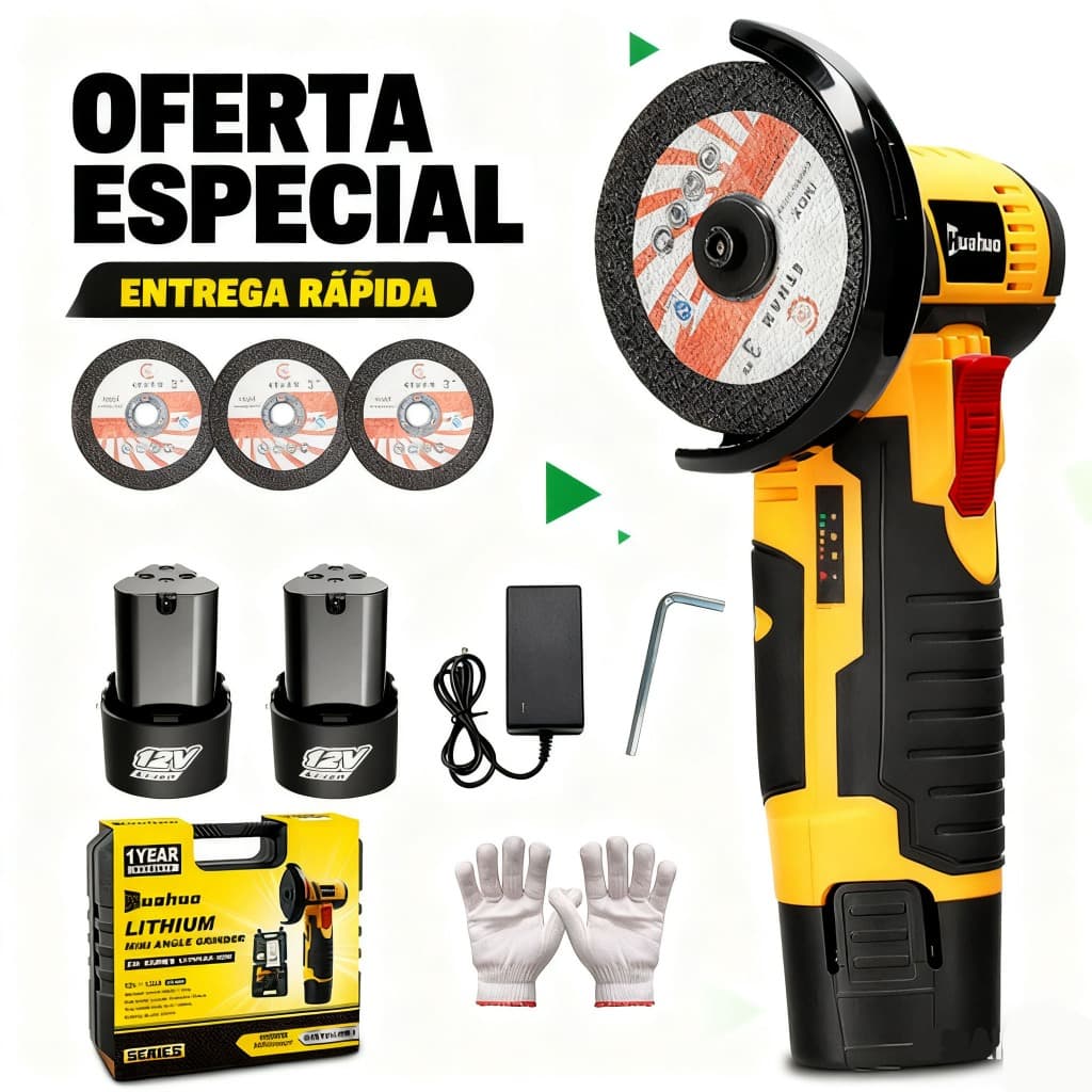 Esmerilhadeira Lixadeira Elétrica Sem Fio 2 Baterias 21V Com Maleta Bivolt