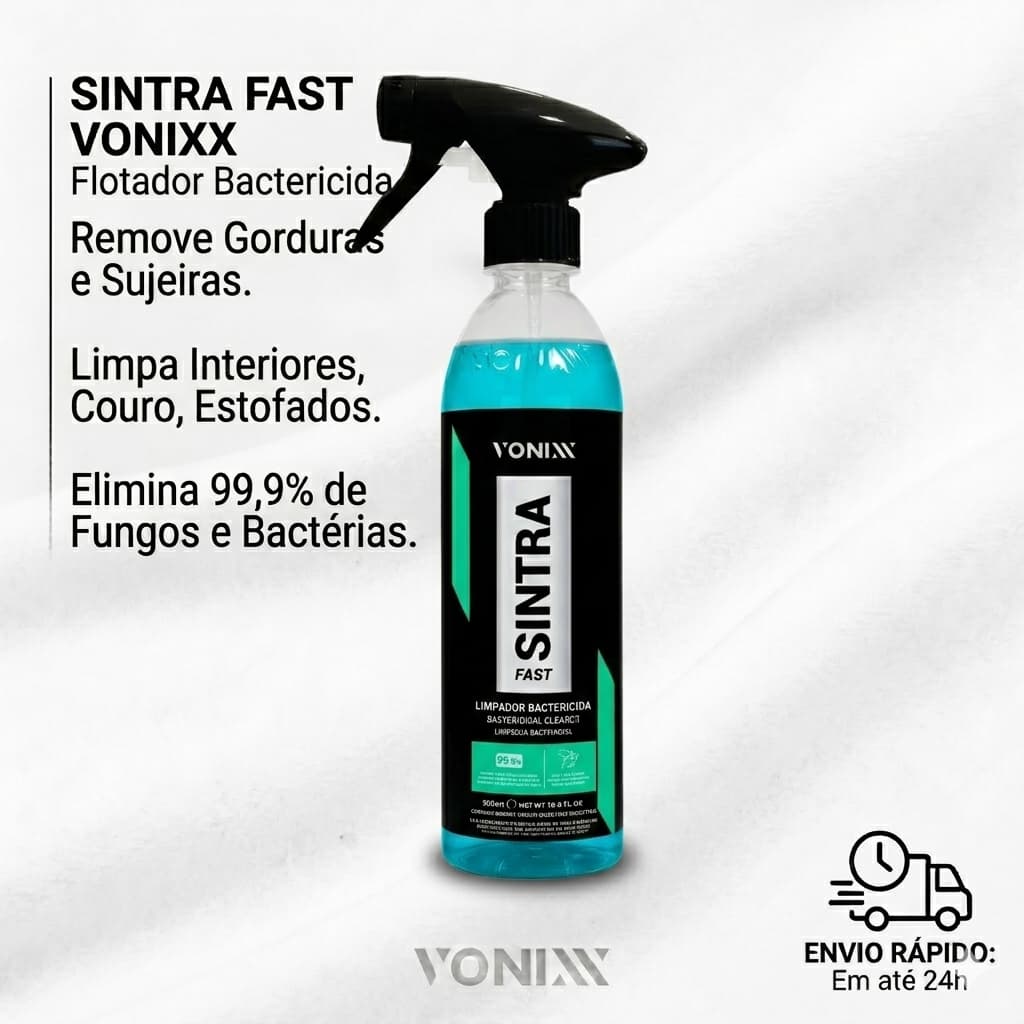 Sintra Fast Vonixx 500ml Limpador Bactericida Automotivo Limpa Couro Painel Bancos Estofados