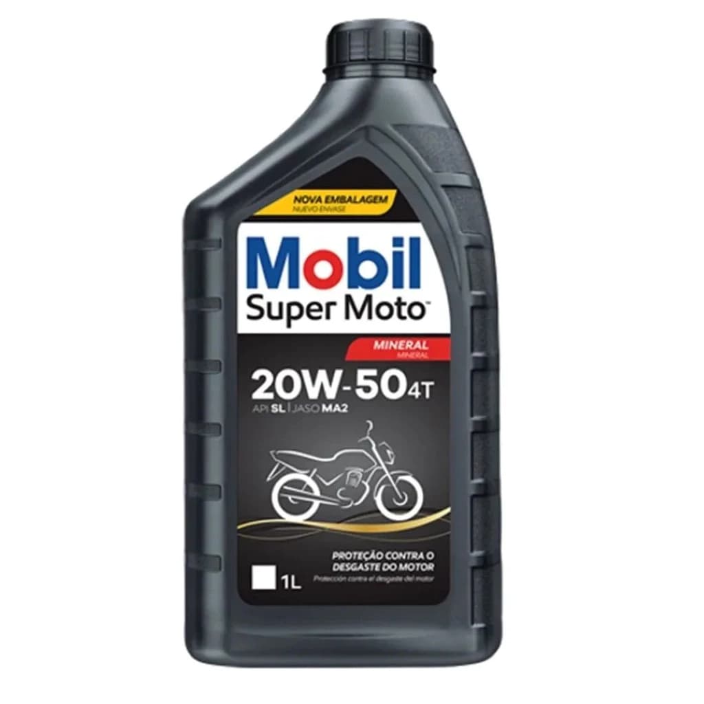 Óleo Lubrificante Mobil Super Moto 20W50 4T 1L Para Moto e Quadriciclo Alta Proteção 4 tempos