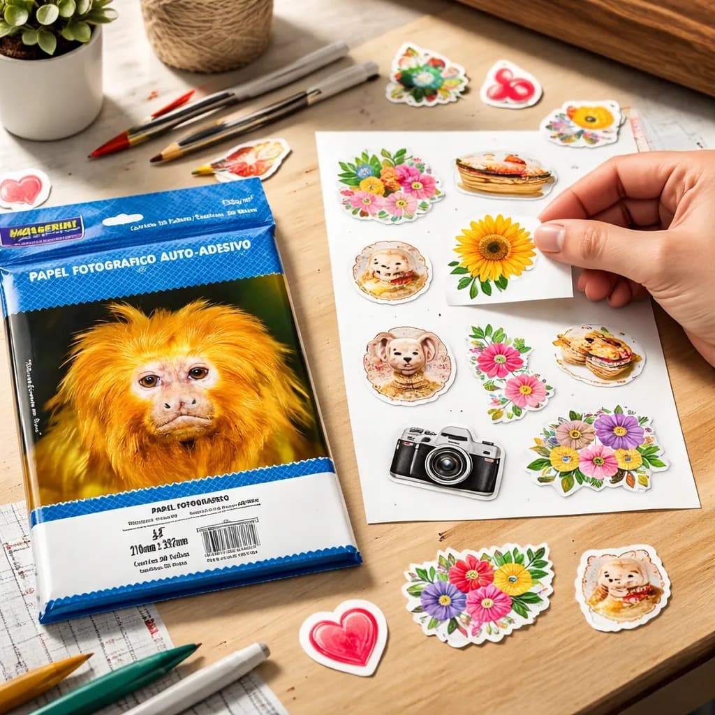 Papel Fotográfico Glossy Adesivo A4 130g Autoadesivo 50 Folhas