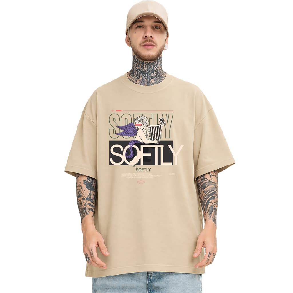 Camiseta Oversized 14 - Unissex Softly Angel Estampada Arte Vintage Estilo Fashion Diferenciado