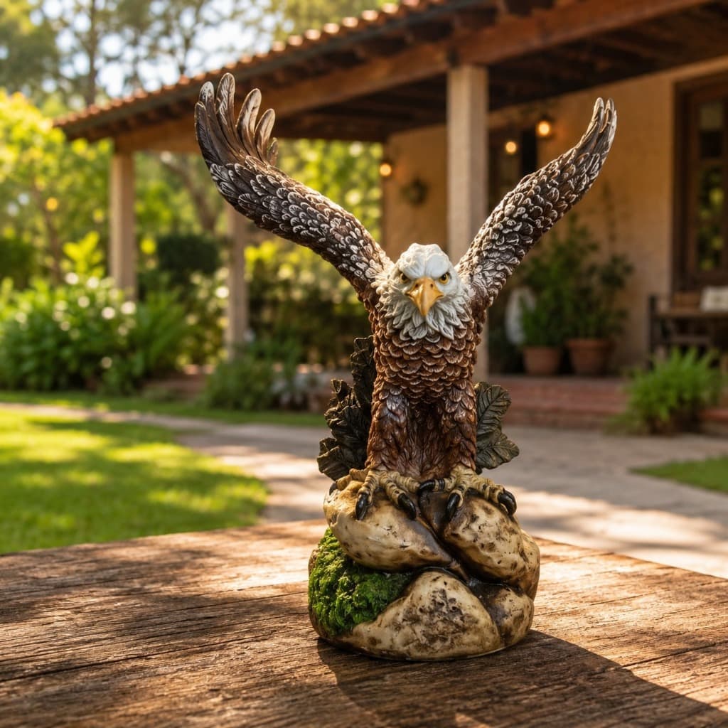 Estatueta Gavião Realista Decorativa Em Resina 19cm