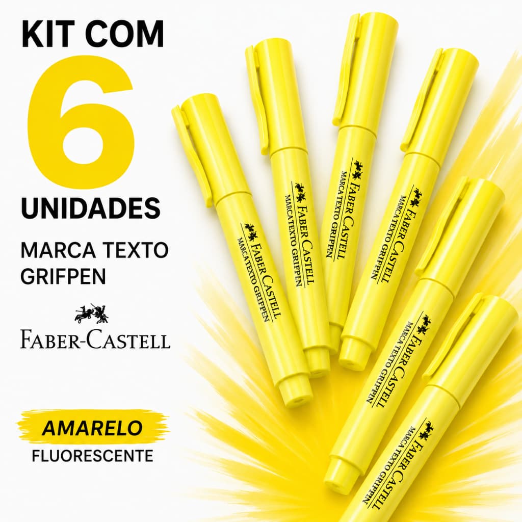 kit c/6 Marca Texto amarelo Faber Castell Grifpen original