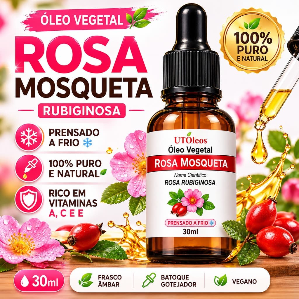 Óleo vegetal de rosa mosqueta Rubiginosa 100% puro