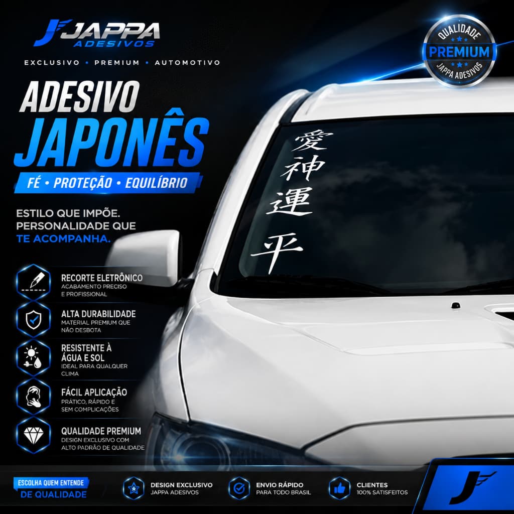 Adesivo De Parabrisa Vertical Japonês Para Carros