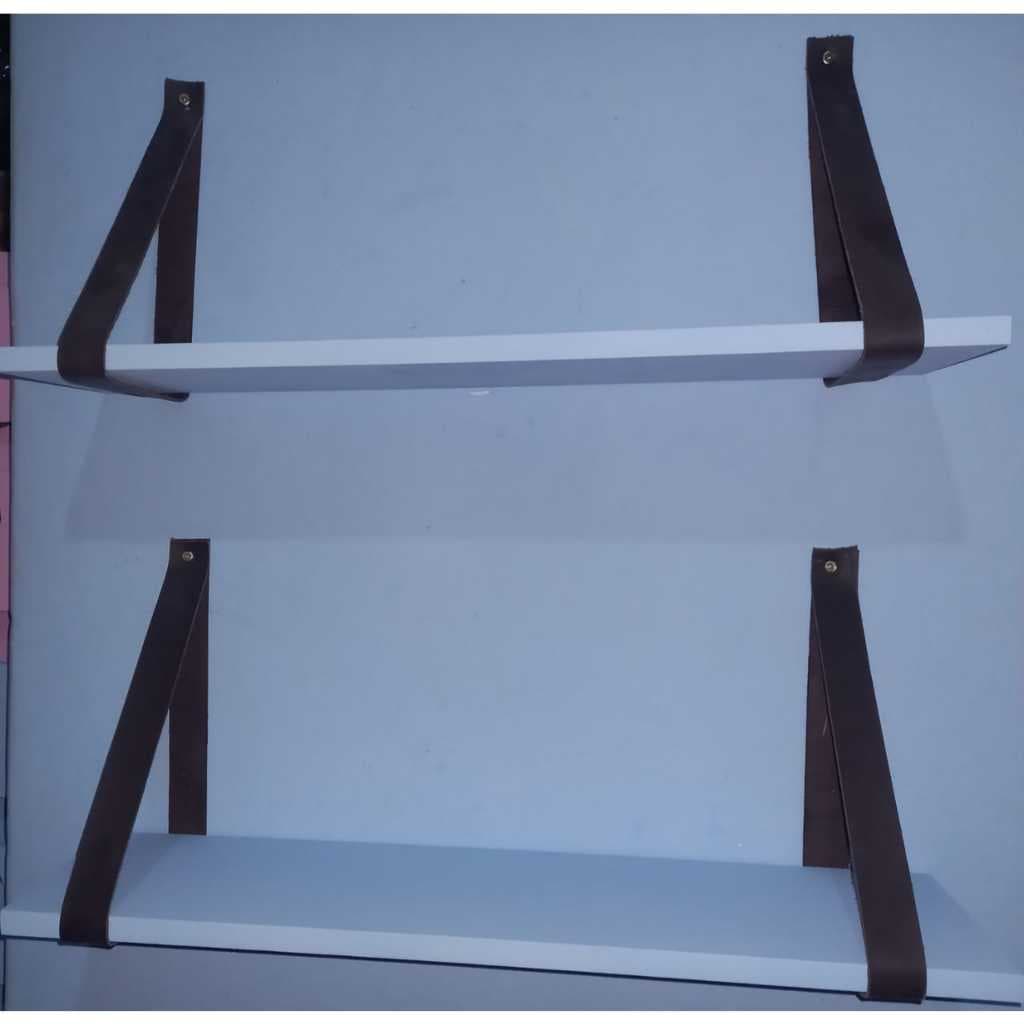 Kit 2 Prateleiras com Couro Sintetico Variados