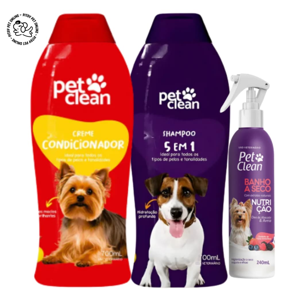 Kit Shampoo+Condicionador+Banho a seco Nutrição Pet clean