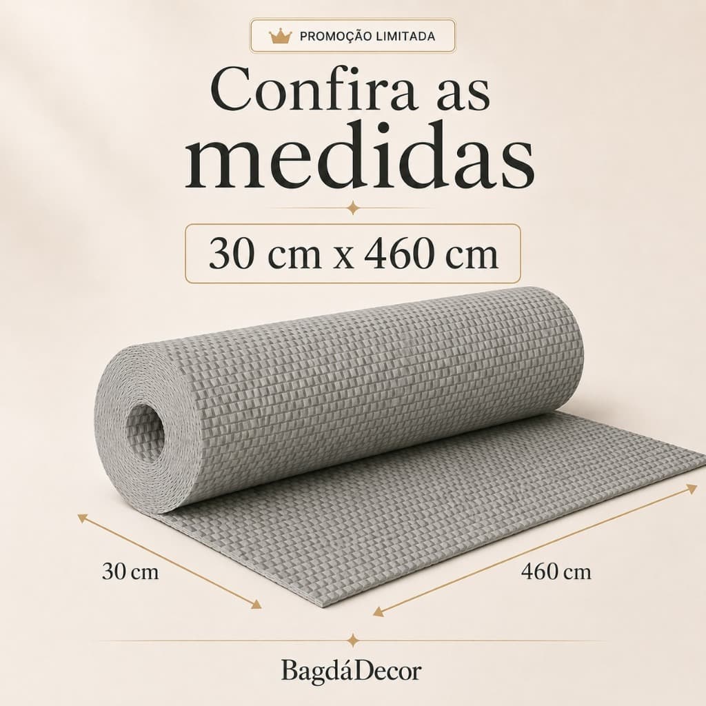 Rolo De Forro para Gaveta Armário de Cozinha Antiaderente 30cm x 460cm Multiuso