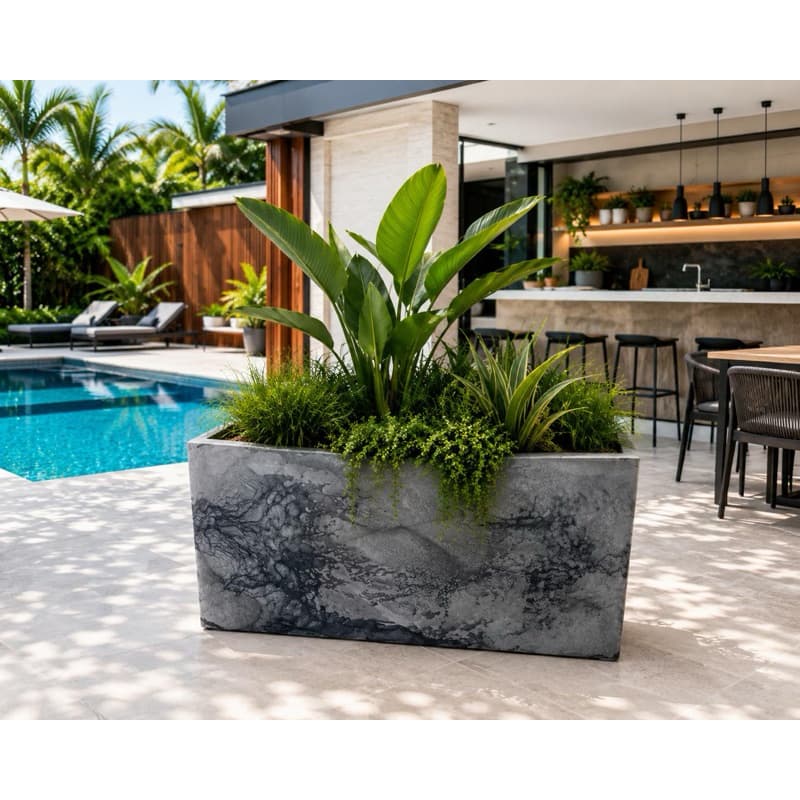 Vaso Jardineira Lisa Grande para Plantas Jardim com Prato Invisível Floreira moderna decor