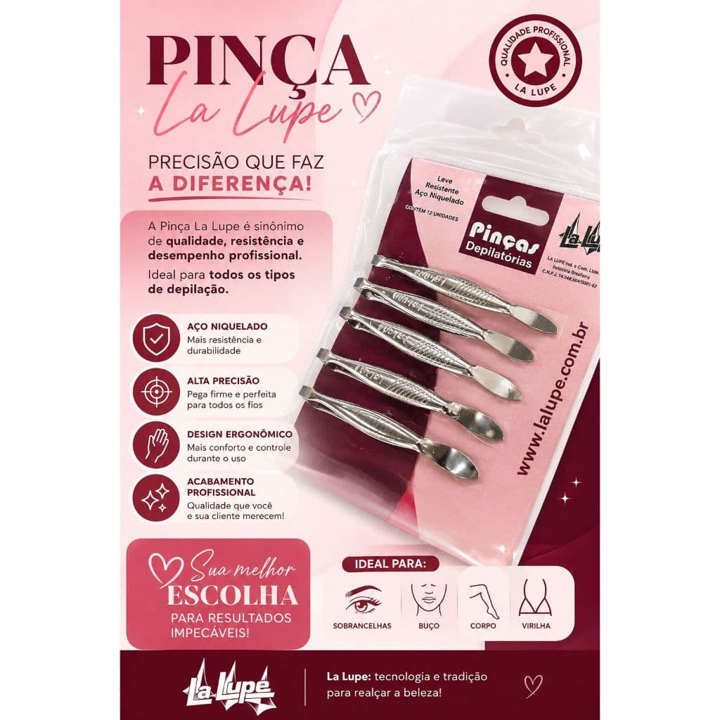 Pinça para sobrancelhas pinça depilatória La Lupe