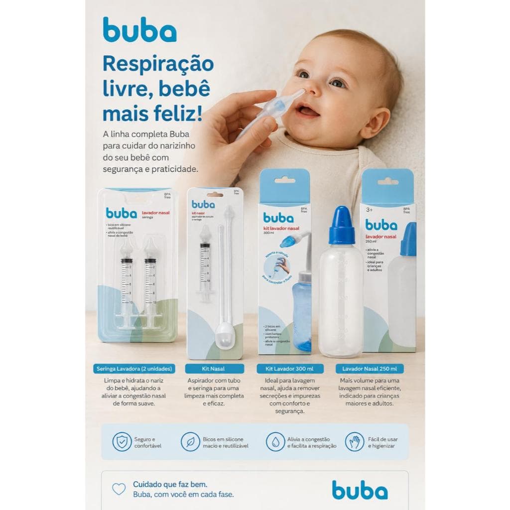 Aspirador Nasal Buba Lavador Nasal Kit Nasal Aspirador de Sucção