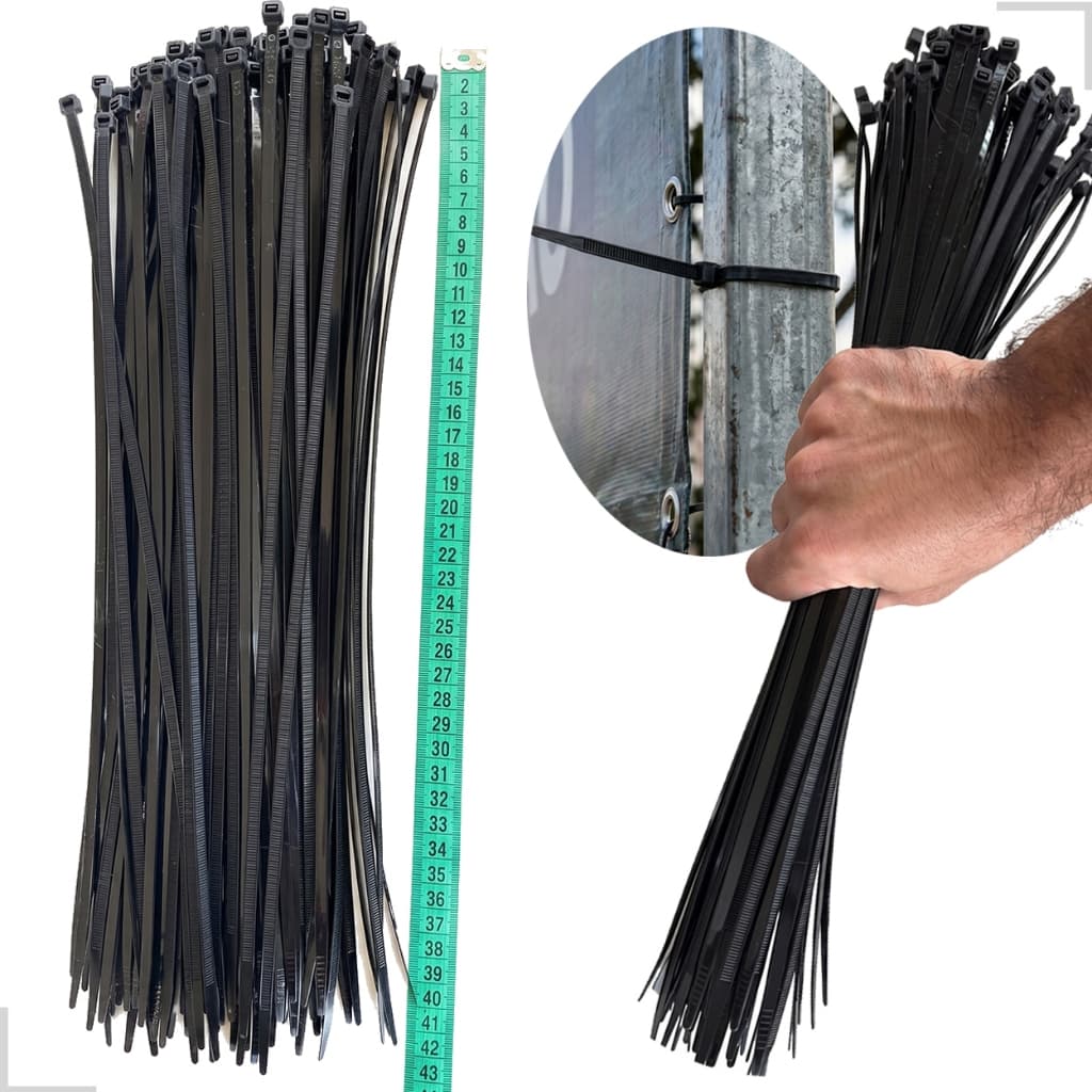 Kit 100 Abraçadeira Nylon 4,8mm x 40cm Fita Cinta Plástica 400mm Lacre Enforca Gato Braçadeira
