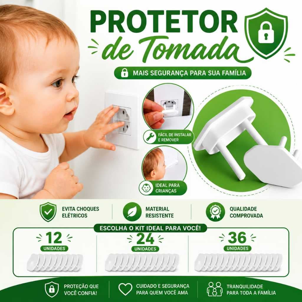Kit com 12/24/36 Protetor de Tomada Segurança Para Bebê/Criança Contra Choque Elétrico.Frete Grátis
