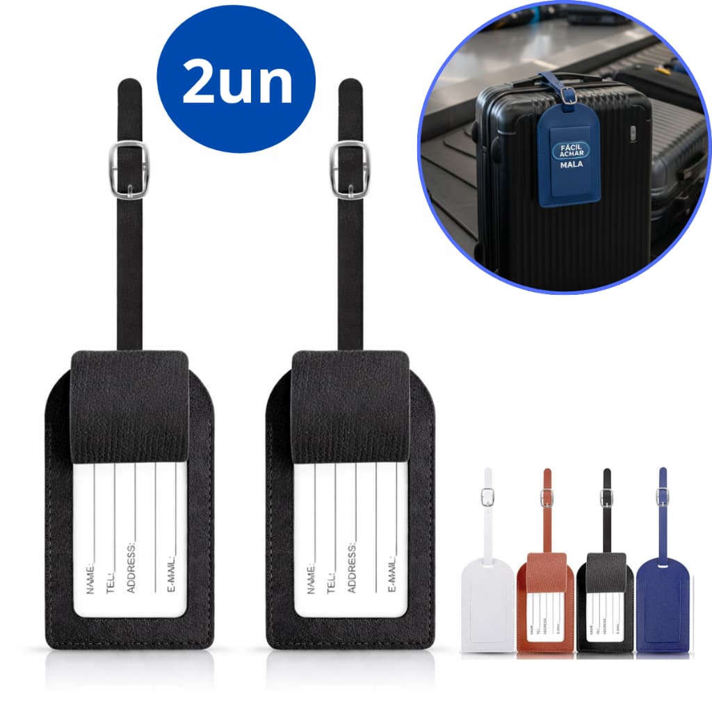 Kit 2 Tag De Couro PU Para Mala De Bordo Viagem Personalizavel Identificador De Bagagem Estilo Segurança Alta Qualidade