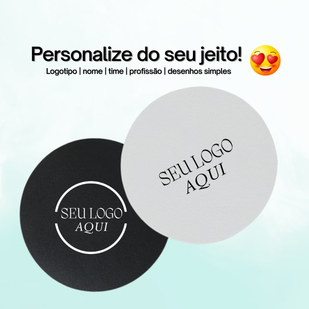Kit Porta-Copos de Couro Sintético Absorvente Personalizado - nome/logo/casa/trabalho/evento