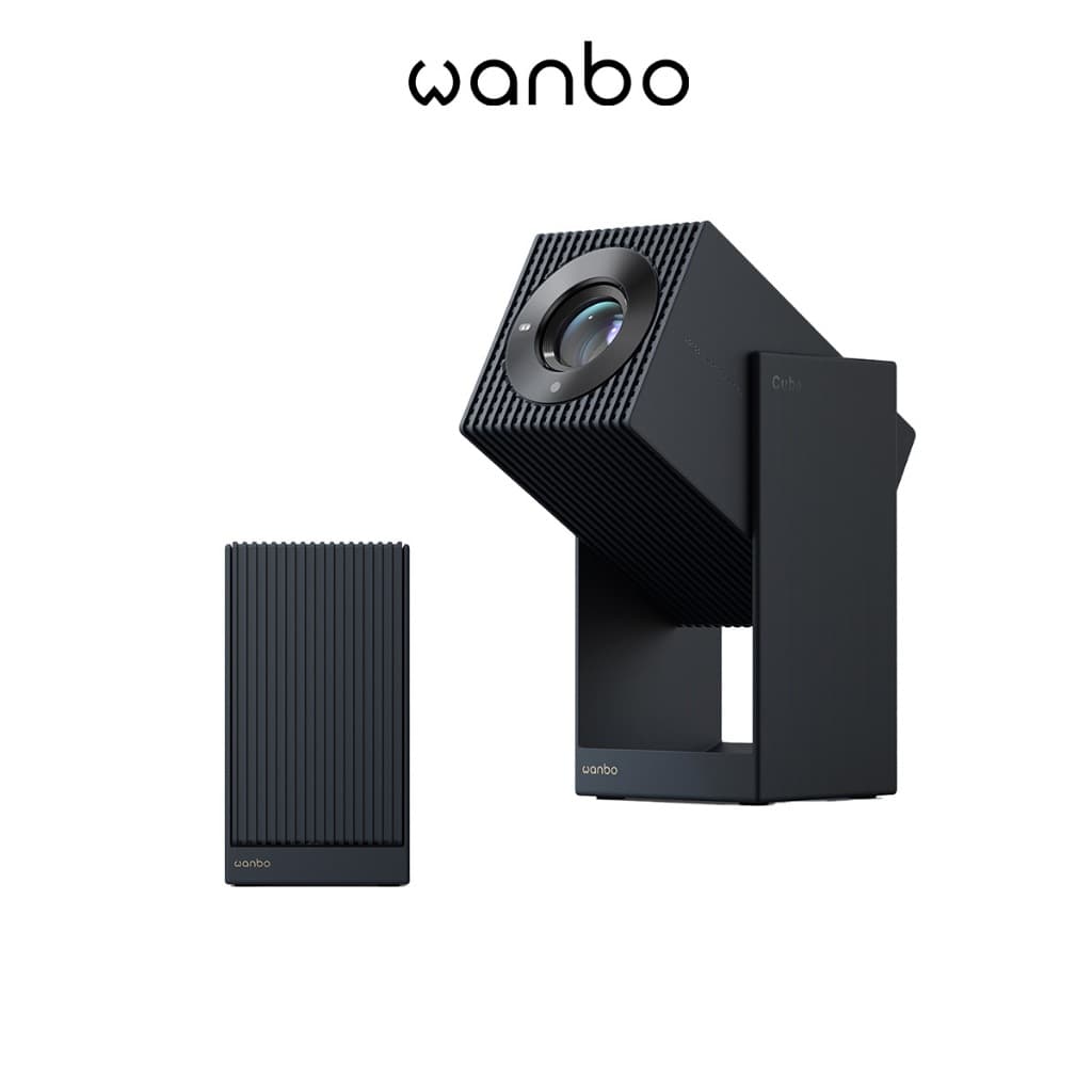 Projetor Wanbo Cube 2 Pro 1080P Android TV 11 230° Suporte ToF 28dB Design Livro Anti-Poeira Azul
