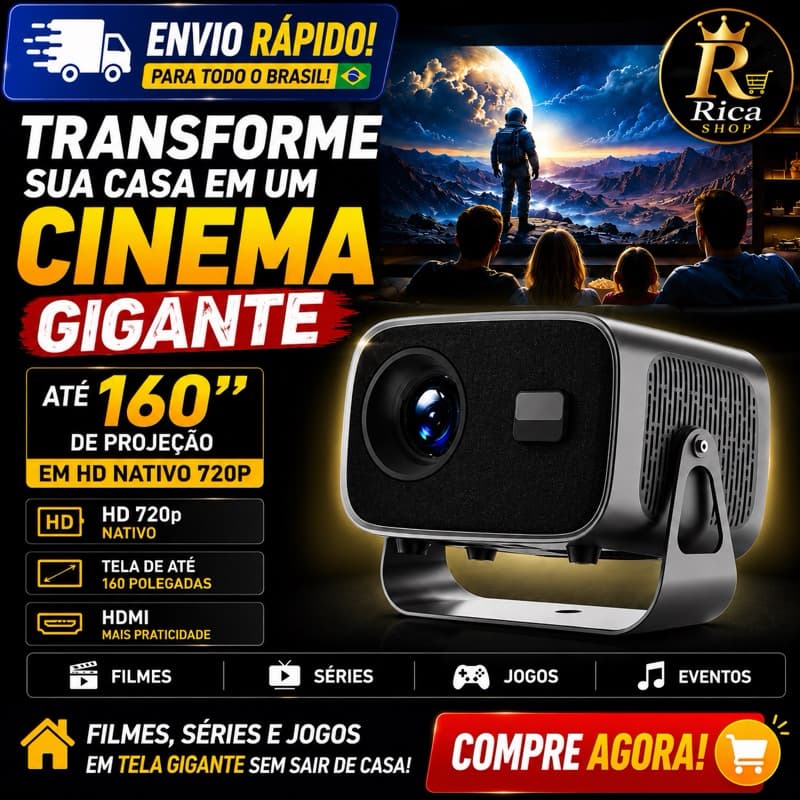 Projetor Portátil HD 720p Nativo Mini Projetor Cinema Em Casa HDMI USB Tela Até 160 Polegadas