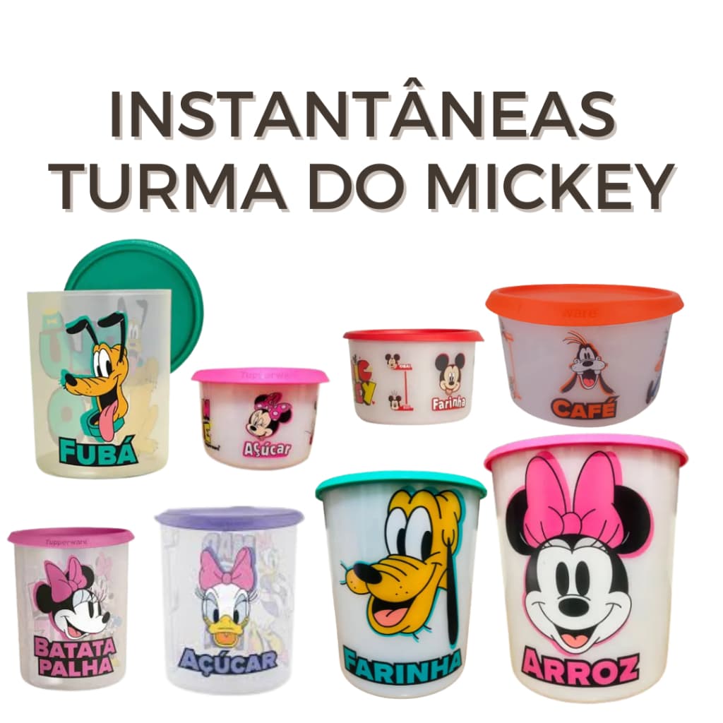SUPER INSTANTÊNEAS TURMA DO MICKEY ORIGINAL TUPPERWARE AÇÚCAR/CAFÉ/BATATA PALHA/FUBÁ/ARROZ/FARINHA VEDAÇÃO HERMÉTICA