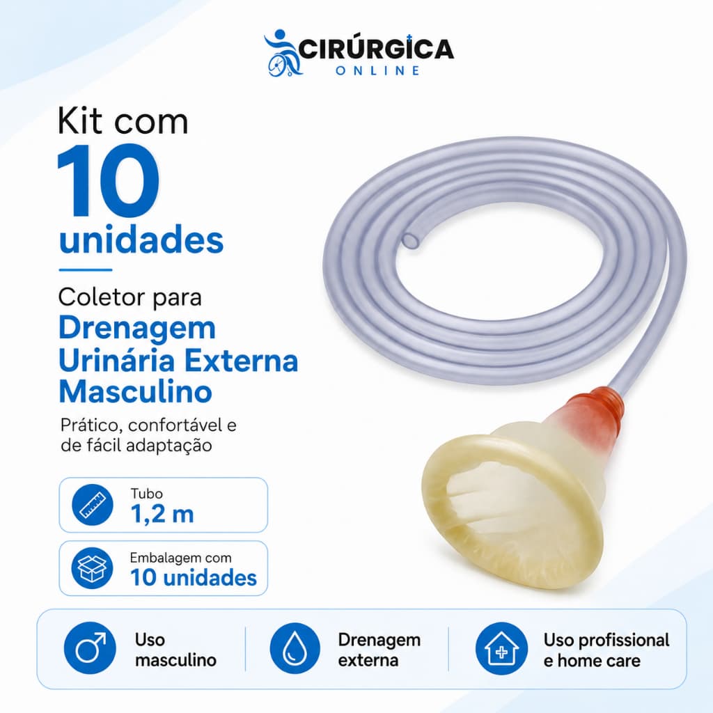 COLETOR DE DRENAGEM URINÁRIA MASCULINO 1.2MTS COM (C/10 UNDS) - BIOBASE