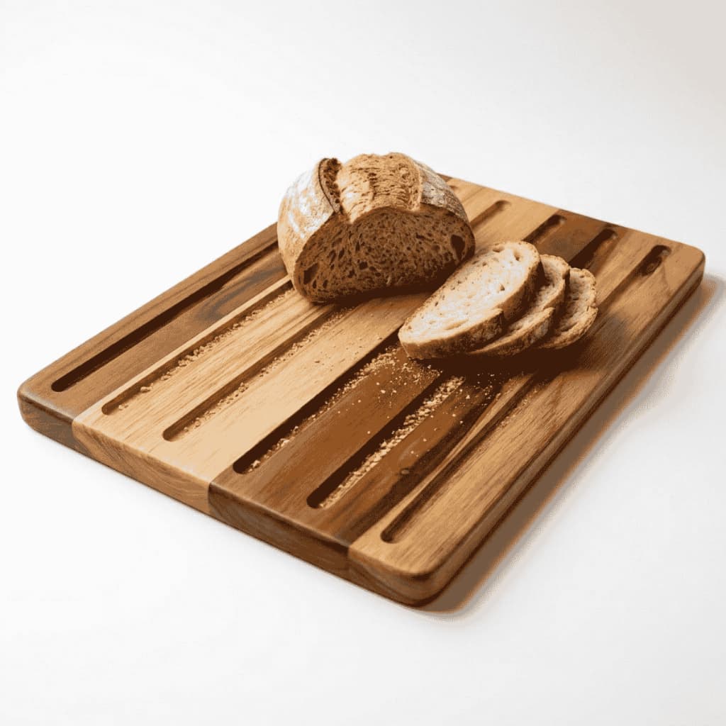 Tábua Cortar Pão Migalheira 35x21 Madeira Teca Bandeja