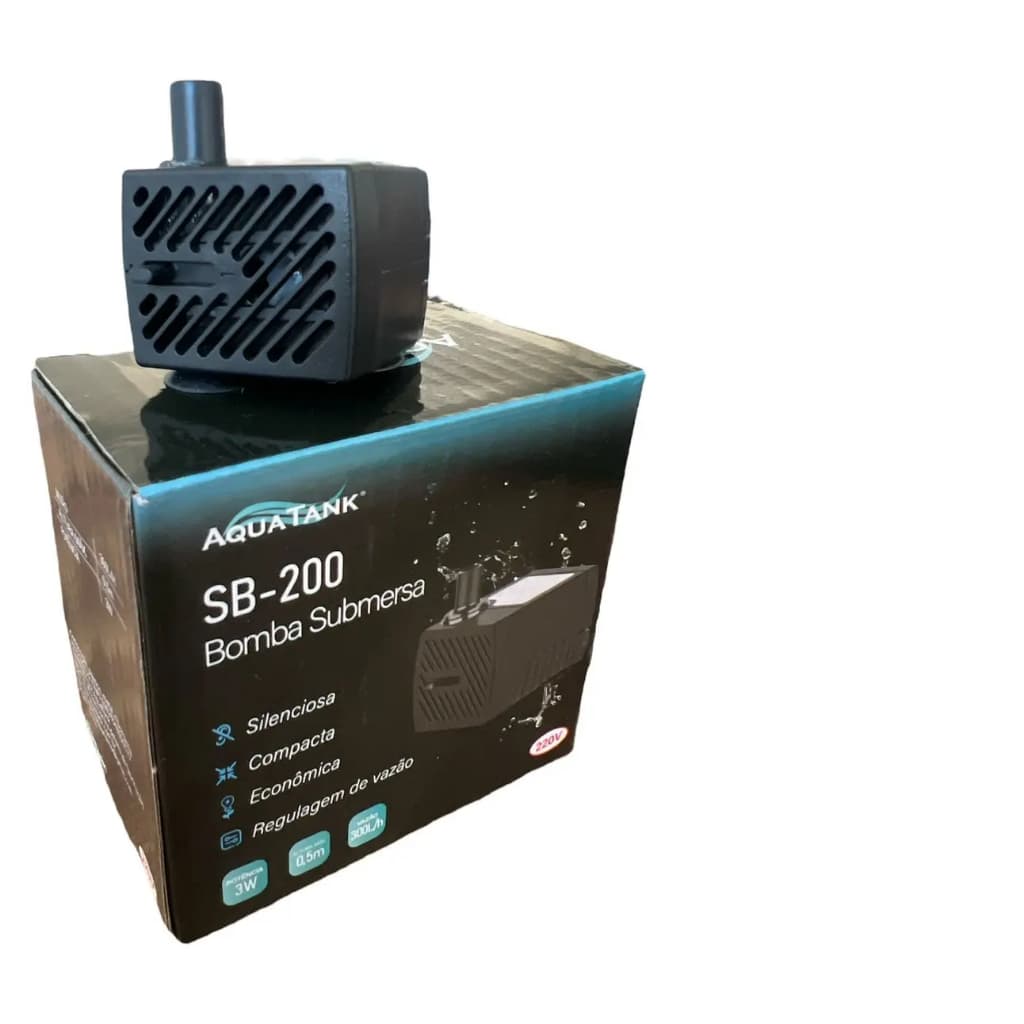 Bomba Submersa AquaTank SB-200 300 L/H 3W 110v Aquário Cascata Fonte