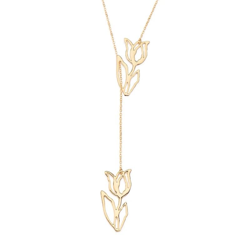 GARGANTILHA ROMMANEL GRAVATA TULIPAS BANHADA A OURO 18K 5325937200