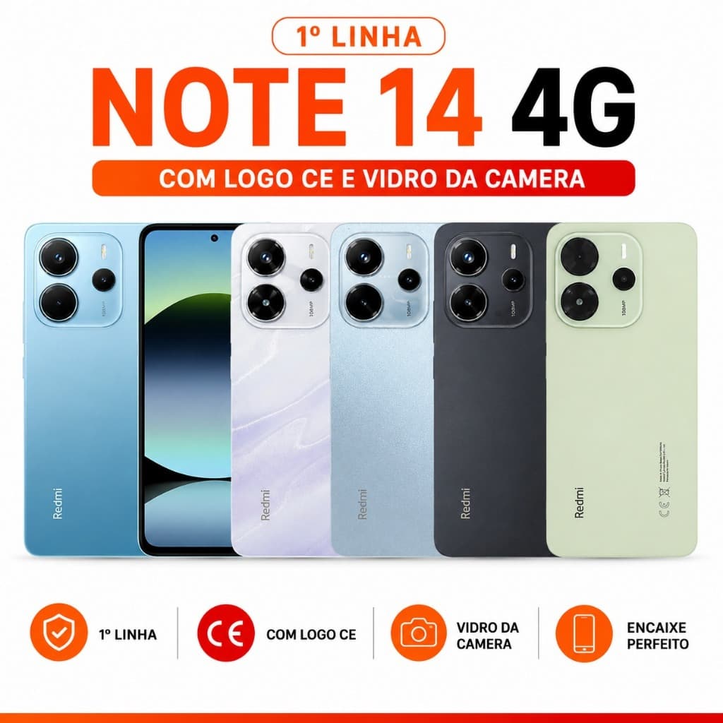 Note 14 4G Tampa Traseira 1º Linha Premium Com Logo CE Vidro da Câmera Capa de Trás Completa C/Lente