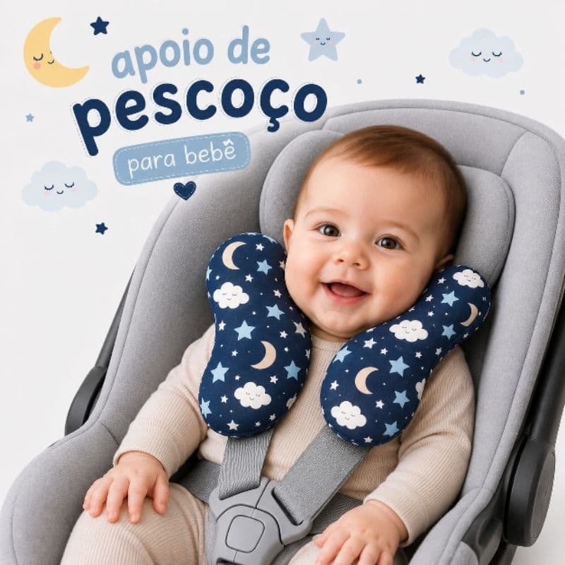 Almofada apoio de Pescoço Bebê Conforto, Apoio de Cabeça 100%Algodão várias estampas