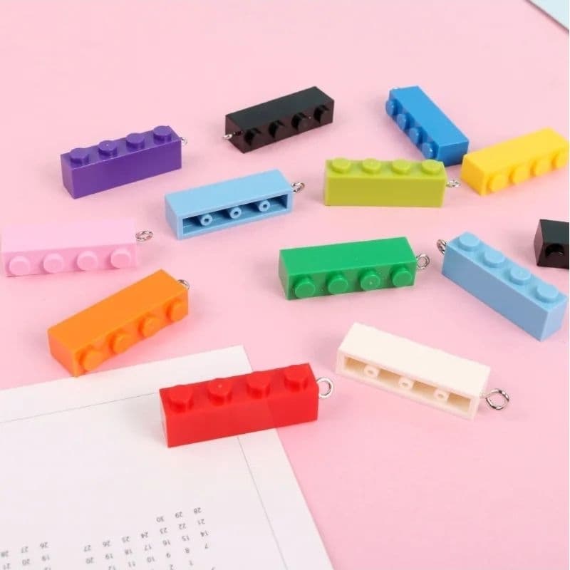 10 pçs Pingente colorido blocos de montar para brincos colar bijuteria chaveiro