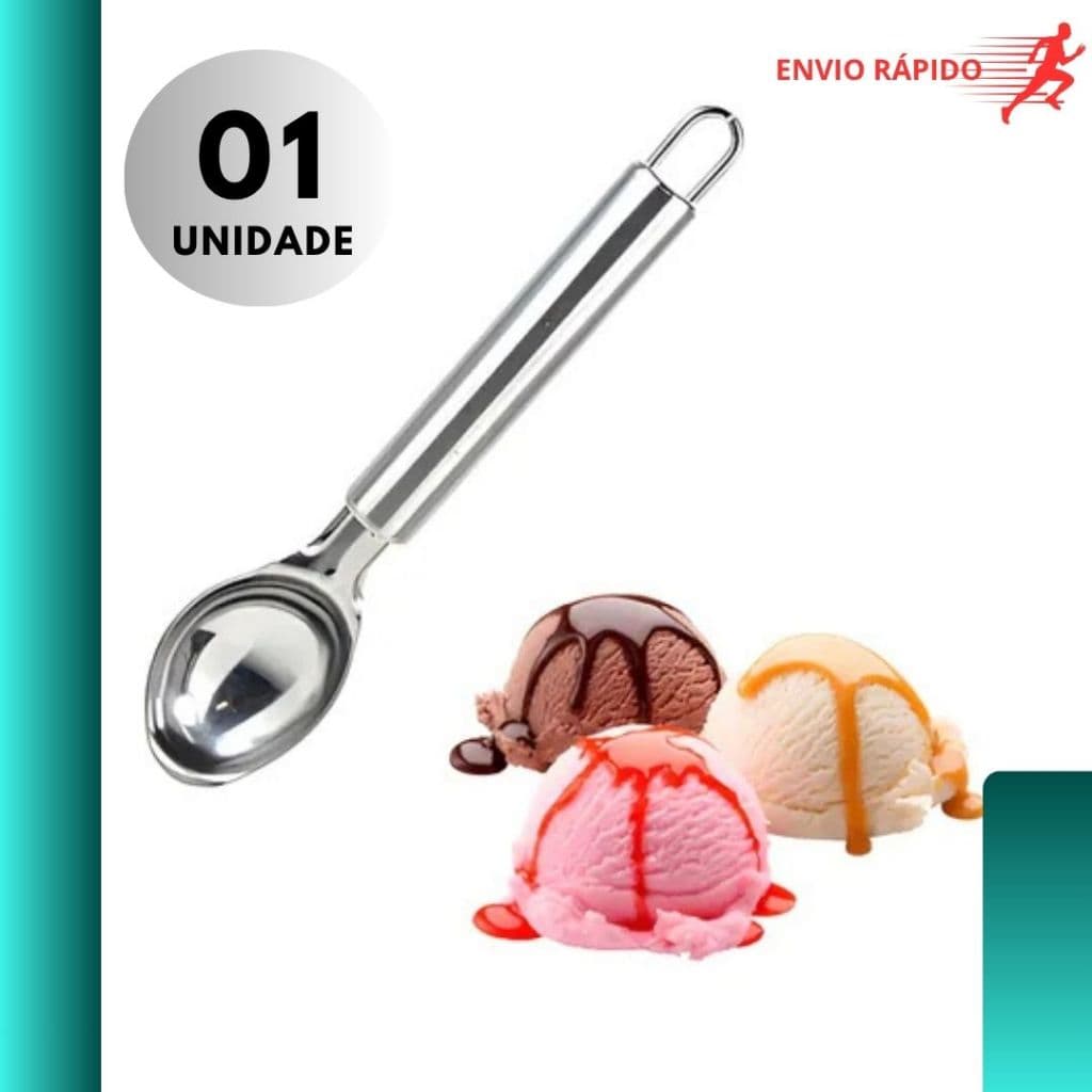 Colher de Sorvete Profissional Inox Pegador Bola Sorvete Açaí Resistente