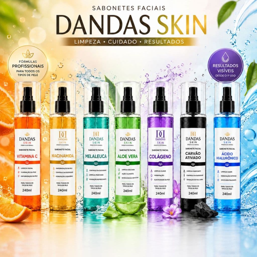 Sabonete Facial Limpeza Profunda Pele Oleosa Ácido Hialurônico Carvão Ativado Aloe Vera Dandas 240ml