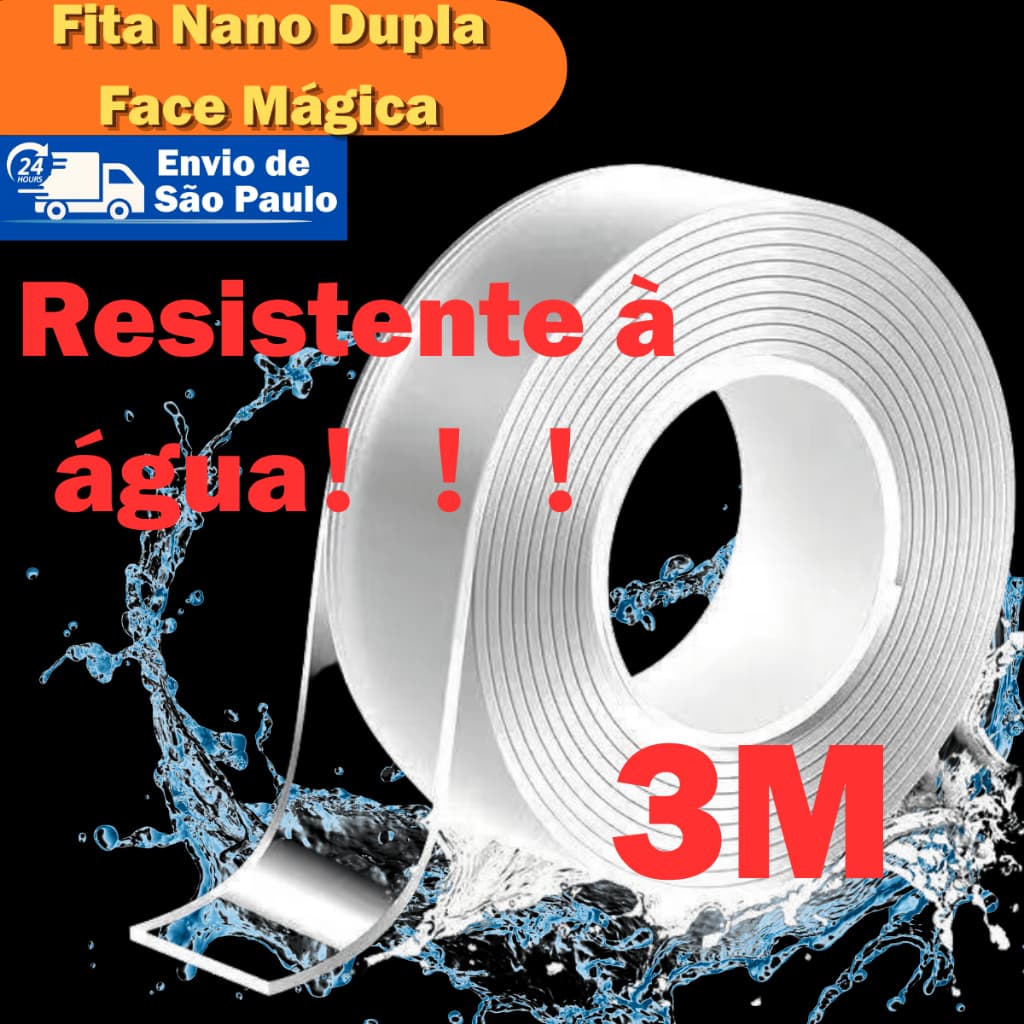 Fita Nano Dupla Face Reutilizável Super Adesiva Resistente Água Umidade Sem Resíduos Corte Ajustável