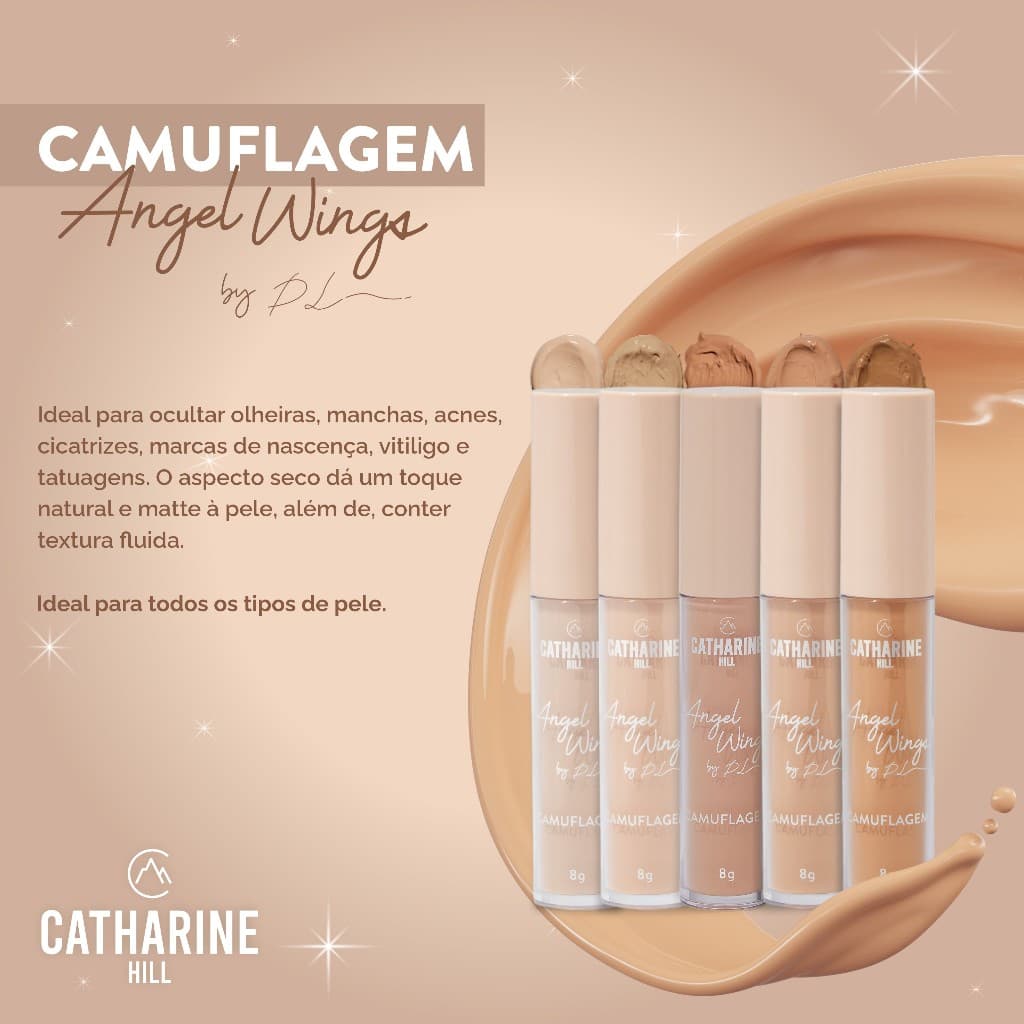 Camuflagem Angel Wings Catharine Hill Corretivo Alta Cobertura Longa Duração