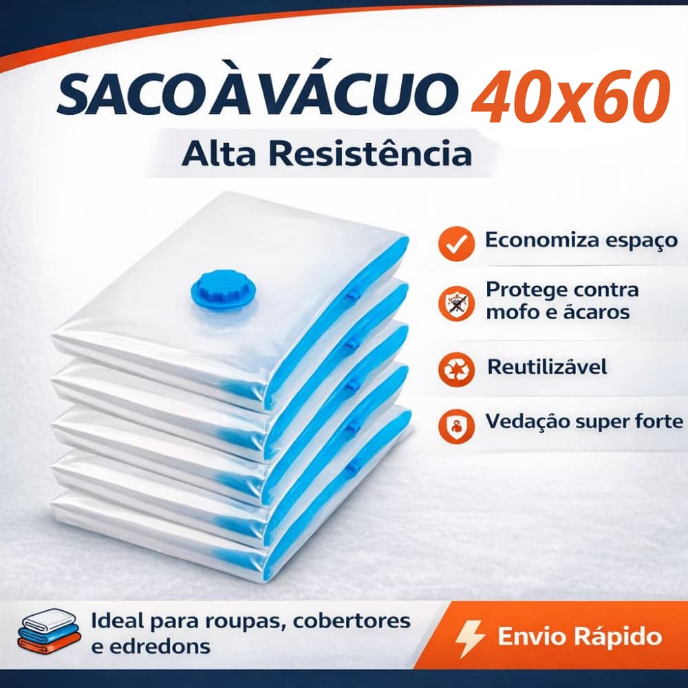Saco a Vácuo 40x60 Organizador de Roupas Edredom Cobertor Economiza Espaço