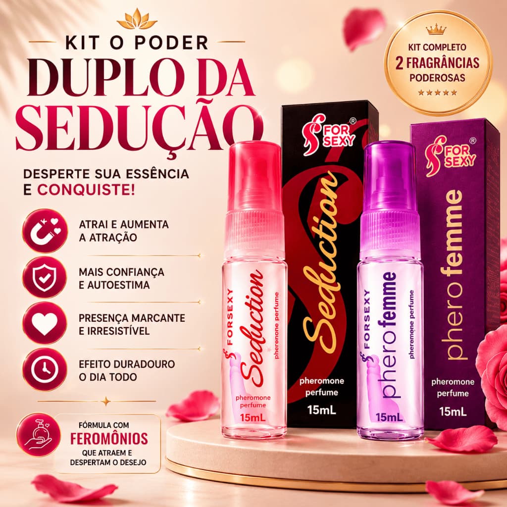 Kit Perfume Afrodisíaco com Feromônios 15ml -  A Essência da Sedução Amor Feminina Femme e Seduction