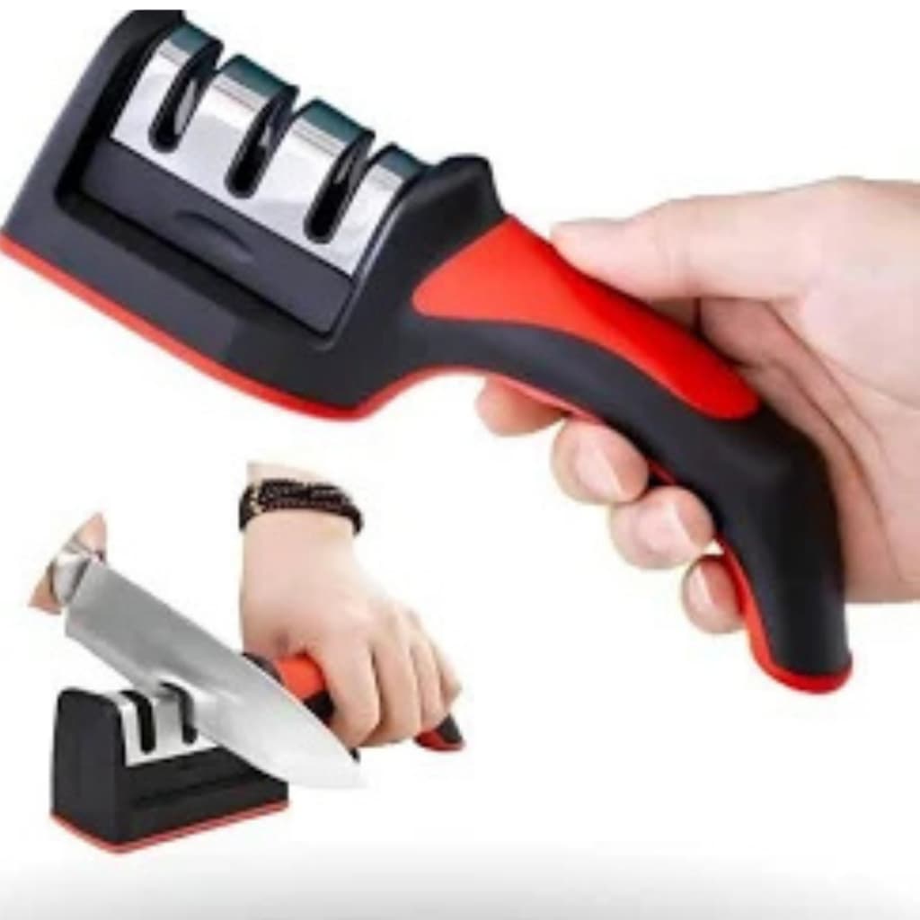 Amolador Afiador De Facas Em Aço Inox Profissional Com 3 Afiadores Profissional 21.5x5,8x5,1 CM