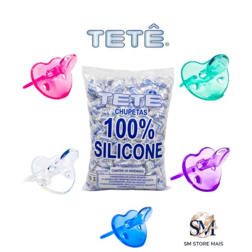Pacote Chupeta Tetê Azul - Silicone Macio, Sem Toxinas, Fácil de Limpar