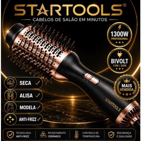 Escova Secadora 1300W Bivolt Profissional Seca Alisa Modela Cabelo Rápido e mais Linda sempre