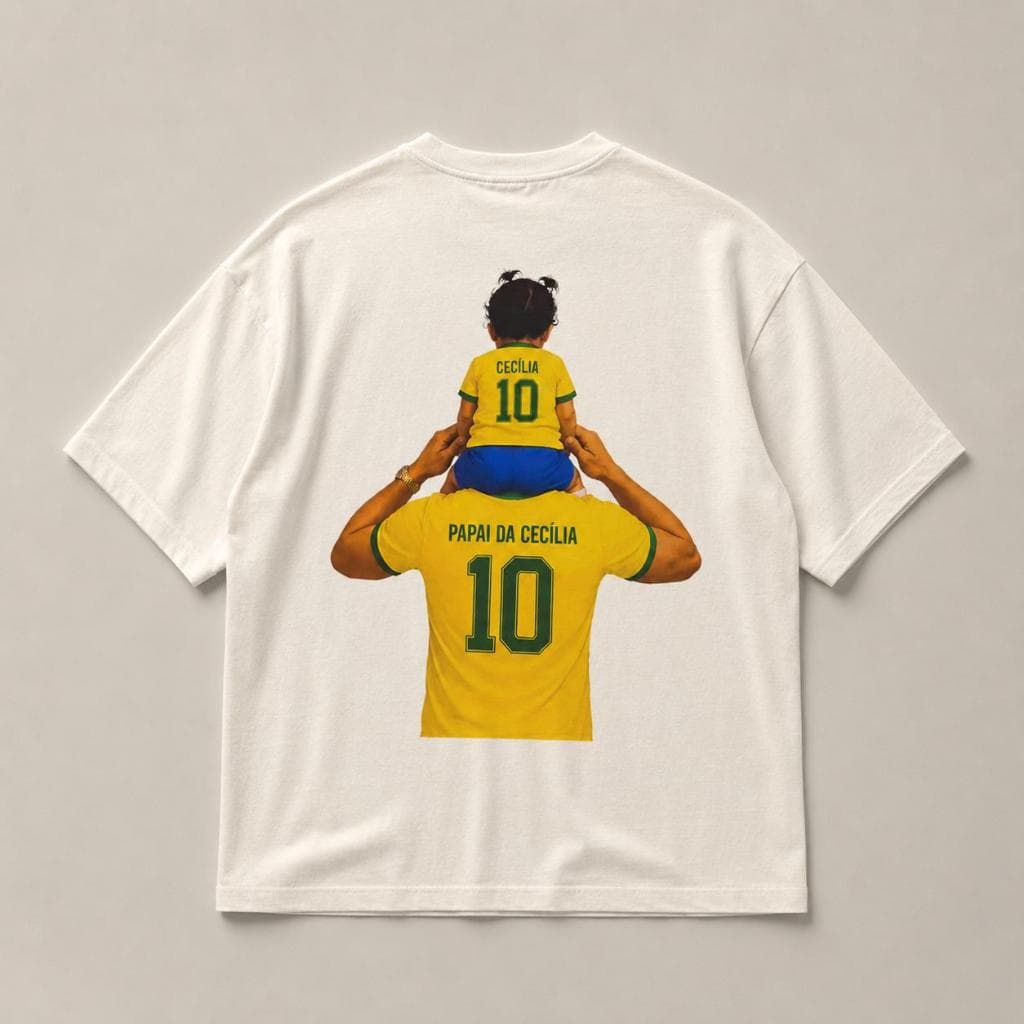 Blusa Camiseta Brasil Dia dos Pais com Foto dos Filhos – Personalize com Nomes Copa 2026 Personalizada Algodão Premium