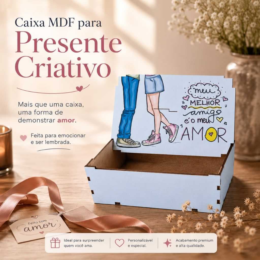Caixa Organizadora Mdf 15 x 10 Presente Criativo Especial Lembrancinha Fotos  Amizade Romântico