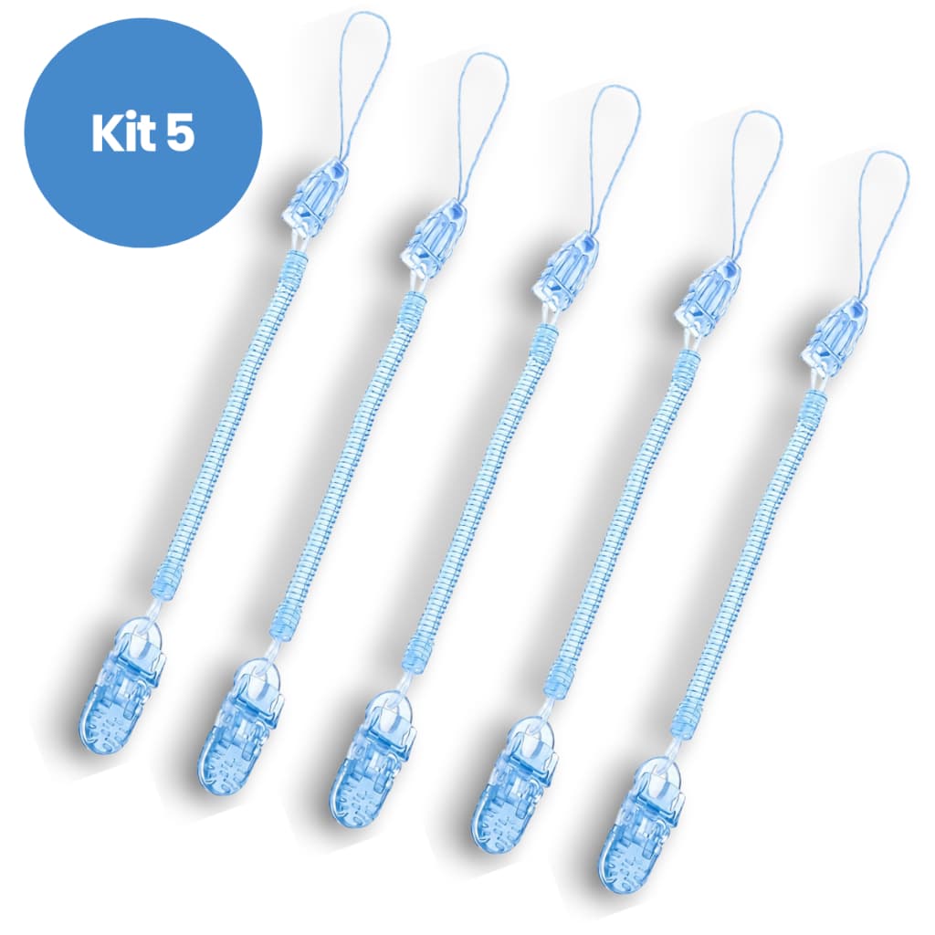 Kit 5 Unidades Prendedor Chupeta Bebe Modelo Espiral Bico Universal Crianca Infantil