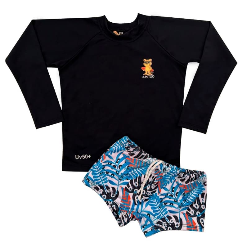 Sunga Infantil Blusa Térmica Lisa Proteção Solar Uv50 Kit Praia