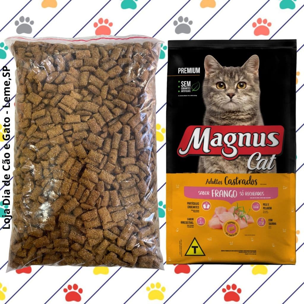 GRANEL 1KG - Magnus Cat Premium Gatos Adultos Castrados Frango Só Recheados