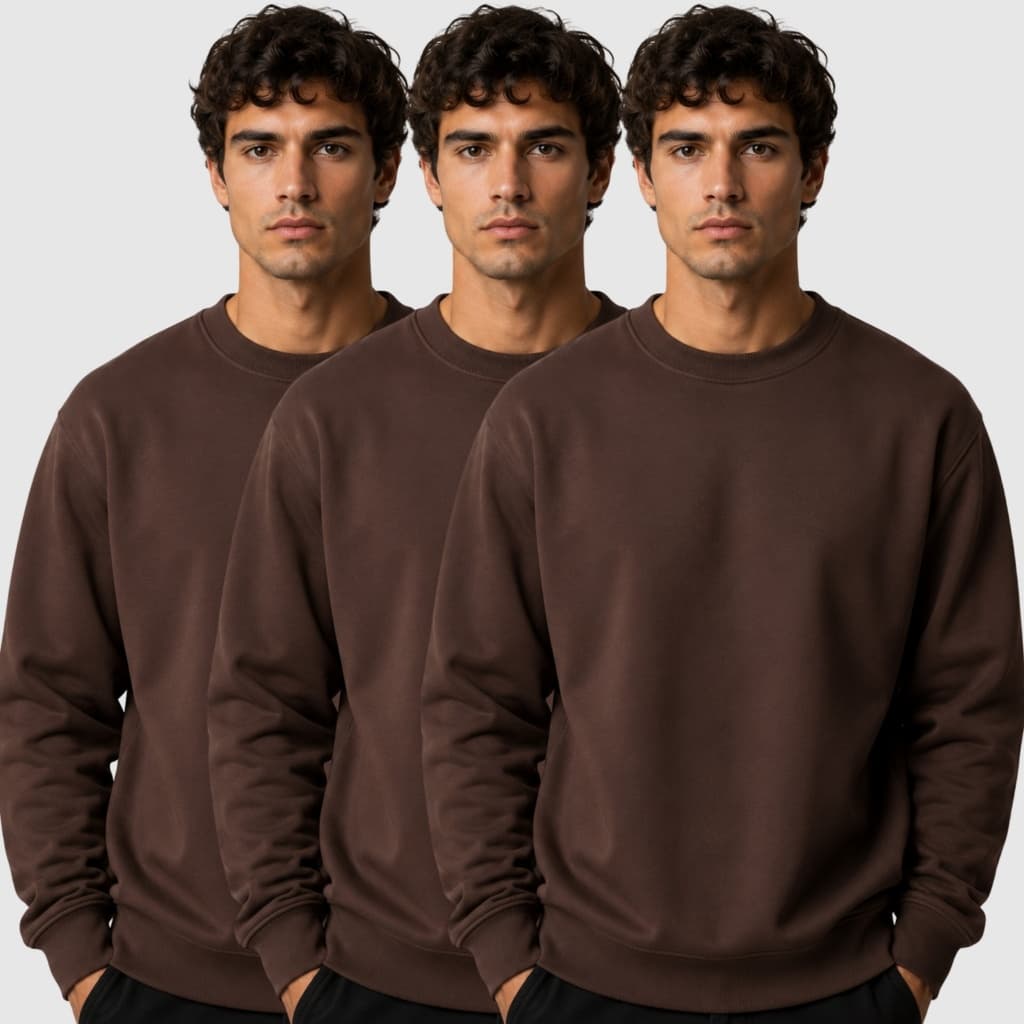 Kit 3 Moletom Masculino Blusa Careca Liso Inverno Premium Gola Redonda Unissex Frio Básico