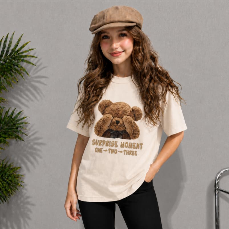 Camiseta Feminina Infantil Ursinho Teddy Delicada Blogueirinha Moda Em Algodão Malha Premium