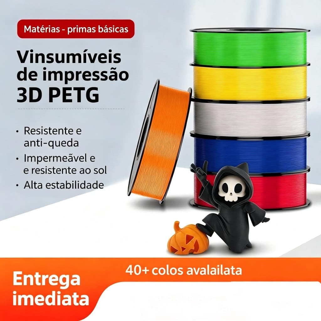 Filamento PETG para Impressora 3D 1,75mm 1kg – Fácil de Imprimir, Alta Tenacidade, Ecológico