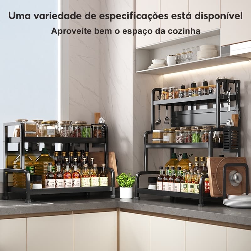 Organizador De Especiarias Multiuso De 2/3 Camadas Em Aço Resistente Para Cozinha
