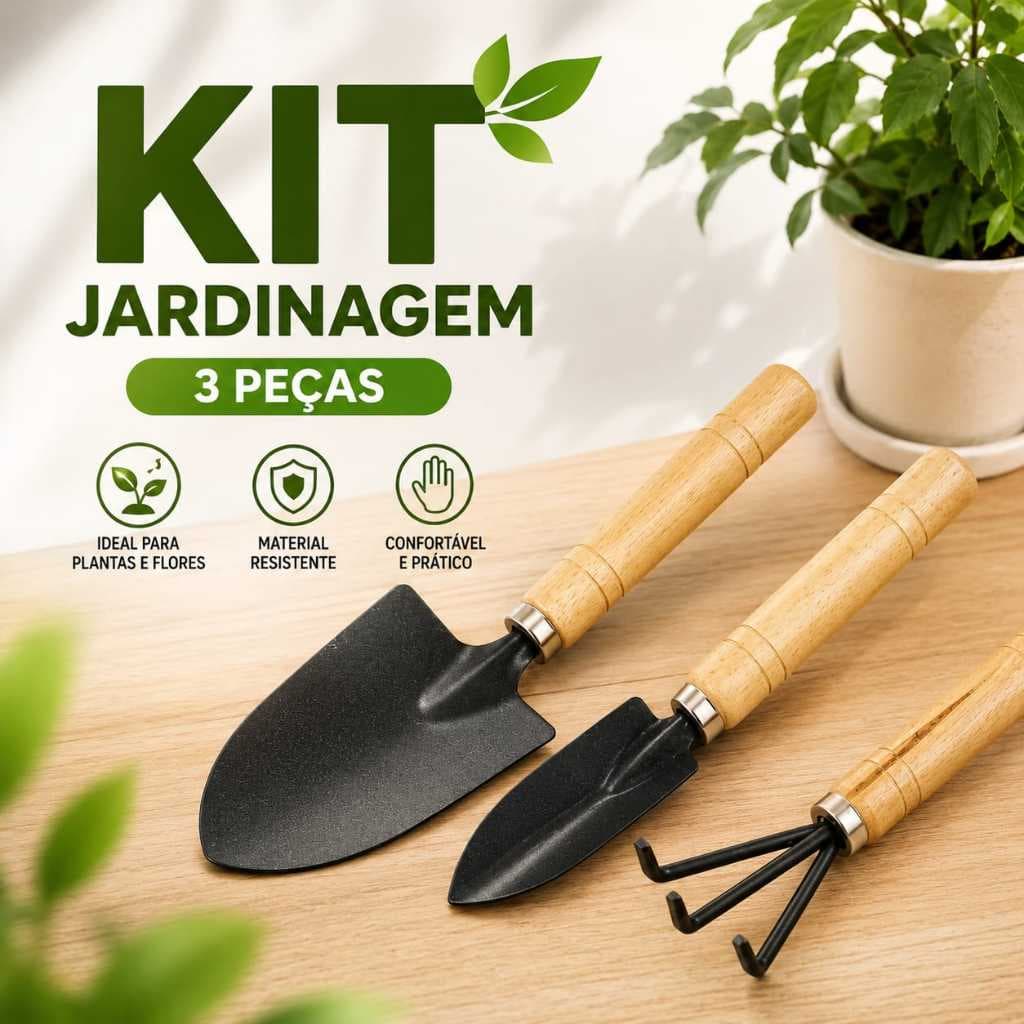 Kit 3 Peças Conjunto Ferramentas Jardinagem Jardim Horta em Casa Conjunto 3 Pas Para Jardim